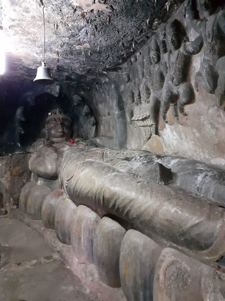 Undavalli caves sleeping shiva, Undavalli caves Shiva resting, Undavalli Caves Vishnu