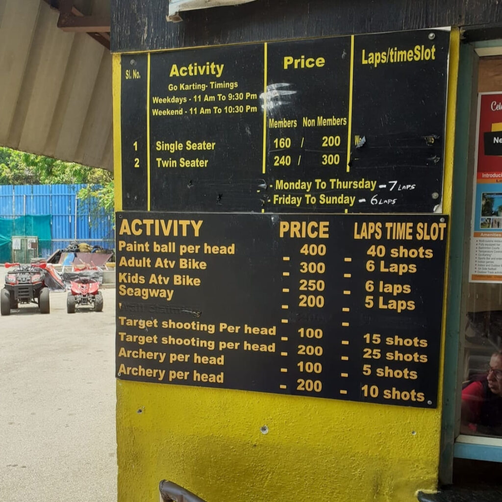 cheapest go karting bangalore, go karting prices patels inn